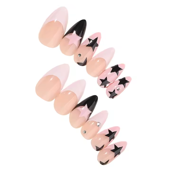 Uñas suaves con estampado de estrellas, uñas postizas cómodas y no divididas, salón de uñas para mujeres y niñas - 1