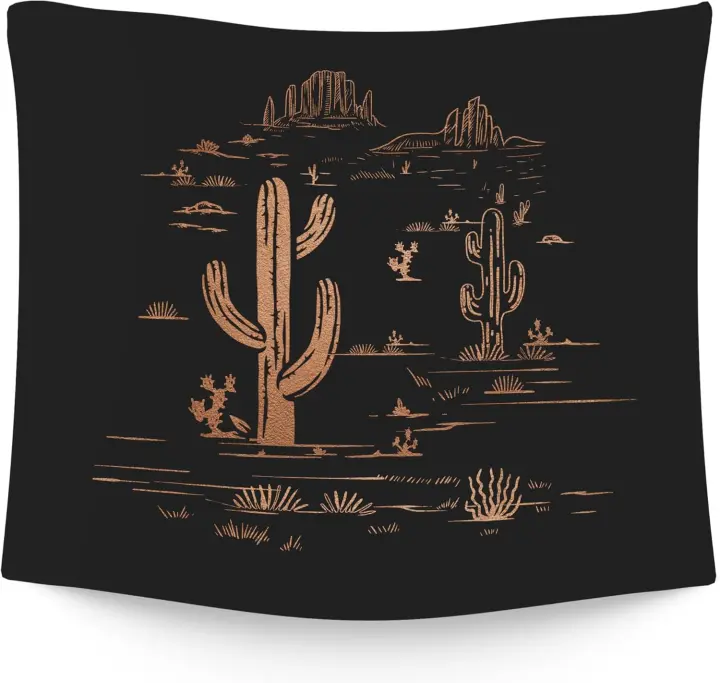 Tapiz de Pared Colgante de Oeste Diseño de Cowgirl, Cactus de Desierto - 1