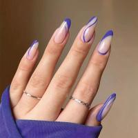 24pcs/Box Uñas Postizas De Acrílico Almendra Desmontables Francés Stiletto Falsas Uñas Cubiertas Completa Moda Para Mujeres Uñas Presionadas - details 8