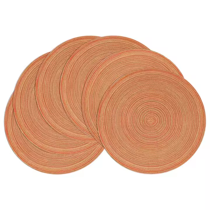 Manteles Individuales redondos trenzados, tapetes circulares lavables de 15 pulgadas para mesa de comedor, fiesta de boda, 6 piezas - 1
