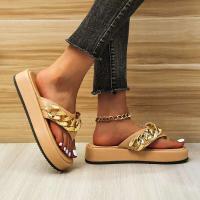 Sandalias de cadena con chanclas de verano a la moda para mujer, nuevas zapatillas de exterior con punta redonda y parte inferior gruesa de talla grande - details 9