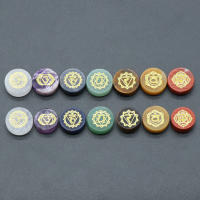 Piedras preciosas naturales para meditación y Yoga, 7 piezas, símbolo grabado de siete chakras, Aura, energía, Reiki, cristales curativos - details 4