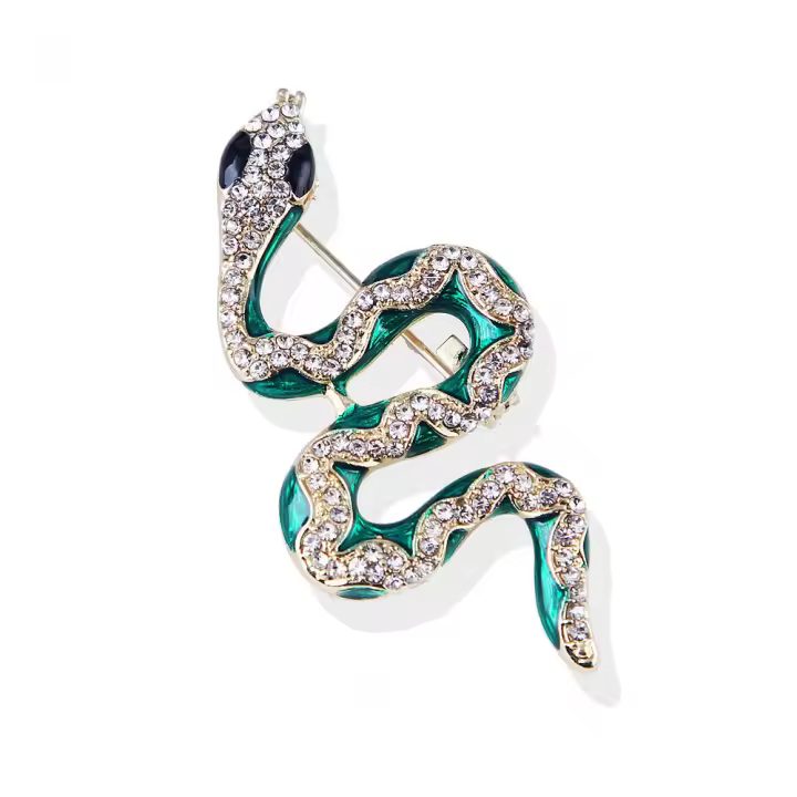 Joyas de Labería Broche de Serpiente Verde with Diamantes Accesorio de Animal de Estilo - 1