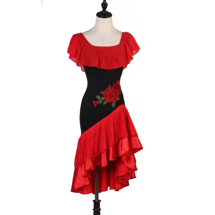 Los trajes de baile latino hechos a medida con borlas no son elegibles para devolución ni cambio. Temezcla cuidadosamente tu talla corporal. - 1
