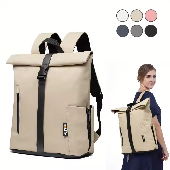 Moqueta Ligera Antirrobo de 20-25L para Hombres y Mujeres - Múltiples Compartimentos, Correas Ajustables, Diseño Duradero de Cáscara Suave en 6 Colores (, Blanco, Gris, Beige, Azul Marino, Rosa) - Mochila Diaria para la Escuela, Trabajo, Deportes al Aire - 1