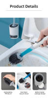 Juego De Cepillo De Inodoro Y Porta Cepillo De Silicona Cepillo De Baño Con Mango Recargable Dispensador Limpia Escobilla Para Inodoro Ecológico - details 6