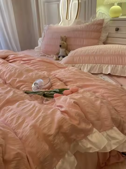 Juego de Rifelado de Seda Ligero y Suave Edredón Gris con Fundas de Almohada para Cama y Escritorio - 1