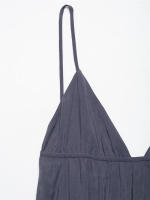 Vestido Midi Holgado con Cordones Moda para Mujer Ouwu Elegante con Cuello en V y Espalda Descubierta Gris - details 8