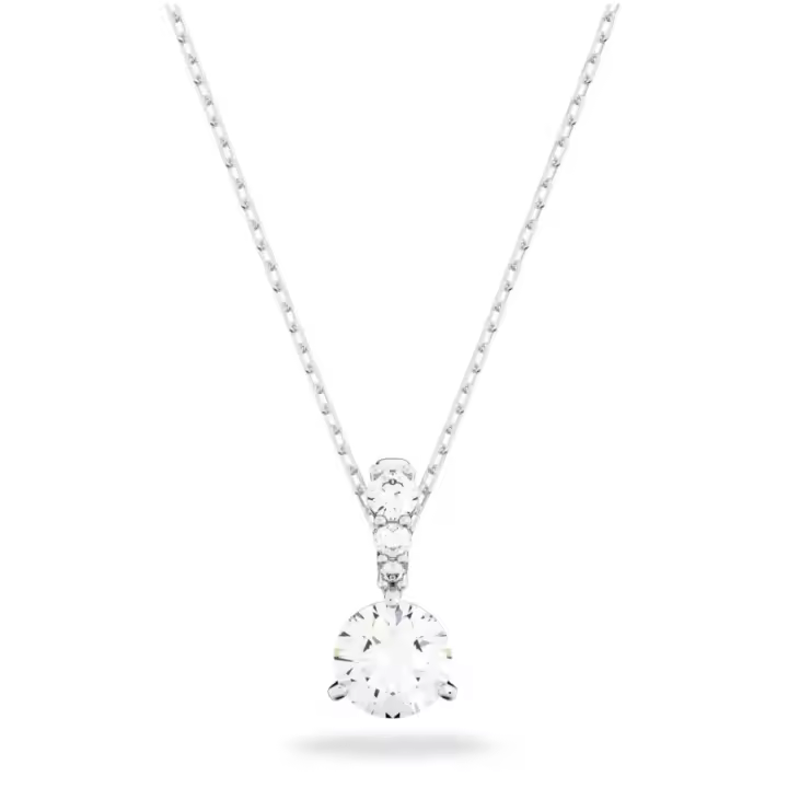 Swarosk-Colgante redondo de Plata de Ley 925 con piedra CZ, colgante redondo con cuentas de cristal transparente, collar con dije, regalo de joyería para mujer - 1
