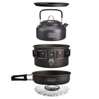 3 unids/set juego de Camping con hervidor de agua Kit de utensilios de cocina ligeros de aleación de aluminio portátil para senderismo Picnic - details 10
