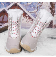 Botas de nieve antideslizantes para exteriores para mujer, zapatos grandes de algodón de esquí de tubo medio alto, gruesos y cálidos de terciopelo, para invierno - details 6