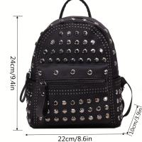 Mochila de motocicleta Punk Vintage para mujer, bolso negro con remaches, Mochila pequeña de viaje informal, 1 unidad - details 3