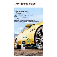Inflador de neumáticos portátil con compresor de aire plateado, doble alimentación, enganches automáticos y pantalla digital precisa para coches, bicicletas, balones y motos - details 2