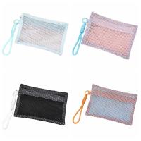 Bolsa de maquillaje de nailon con asa, bolsa de cosméticos de malla ligera transparente, monedero, bolsa de maquillaje portátil reutilizable, lápiz labial - details 1