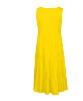Verano blanco cuello redondo sin mangas volantes Vestidos de playa sueltos mujeres Boho Color sólido elegante vestido veraniego Club fiesta Midi Vestidos - details 7