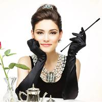Nuevo clásico adulto negro blanco piel roja ópera/codo/muñeca estiramiento satén dedo guantes largos mujeres Flapper guantes traje a juego - details 4