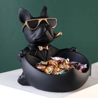 Escultura de Bulldog Francés, estatua de perro con bandeja y soporte para llaves, adornos de decoración del hogar, regalo de almacenamiento, estatuilla de Animal - details 0