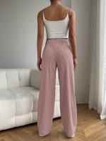Pantalones de cintura alta holgada pierna ancha sensación de caída versátil casual pantalones rectos - details 0