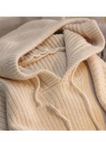 Hooded long women autumn winter solid knitted pullovers warm loose casual knitwear jumper - details 8