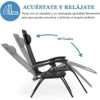 Tumbonas Plegables,Tumbonas Jardin Exterior Silla de Playa con Portavasos y Reposacabezas,Silla de Playa Ajustable para Jardín,Playa,Piscina,Terraza,Carga de 150 KG (Azul 1 Tumbonas) - details 5
