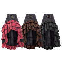 Falda de encaje Retro Steampunk para mujer, vestido Midi asimétrico, largo, Irregular, gótico, Victoriano, ribete con volantes, banquete - details 1