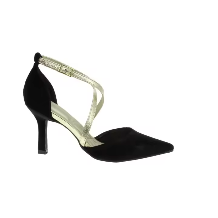 Mod de Menbur. 25739 - Zapato de vestir punta talon en terciopelo con tiras cruzadas - 1