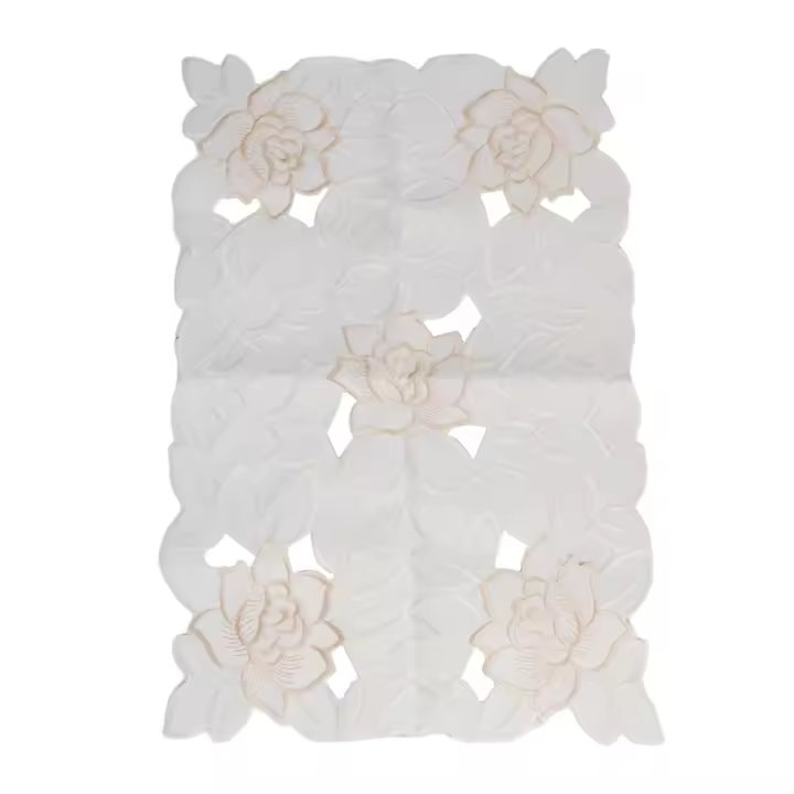 Mesa con bordado floral retro blanco, alfombra Ense, mantel de algodón hueco, decoración de mesa de comedor para el hogar, fiesta de boda - 1