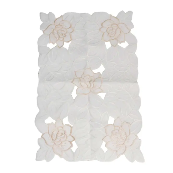 Camino de mesa de comedor personal, mantel bordado ENCE blanco, decoración del hogar, ETA, plato, jarrón antimanchas - 1