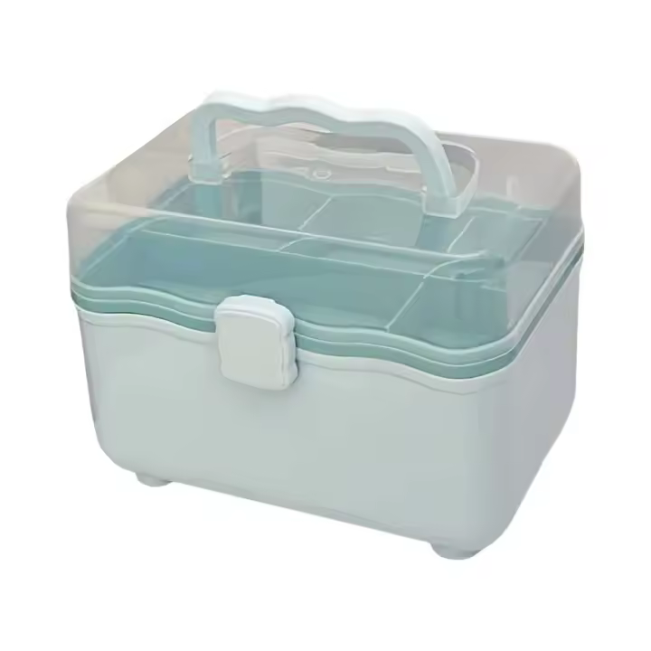 Estuche para cosméticos, caja de almacenamiento de 2 capas, caja para decoración de uñas, estuche de joyería, estuche de almacenamiento impermeable de gran capacidad, caja de Kit de emergencia familiar - 1