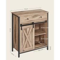 Mueble de Almacenamiento, Aparador, Armario de Cocina, con Puerta Corredera, 30 x 70 x 80 cm, Estante Ajustable, Estilo Rústico, para Sala de Estar, Marrón Roble y Negro - details 2
