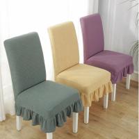 Funda Universal para silla, cubierta elástica, todo incluido, impermeable, para taburete de mesa de Hotel y hogar, falda de color sólido, 1 unidad - details 1