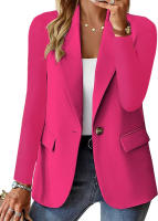 Chaqueta de traje pequeña de manga larga para mujer, Color sólido, otoño - details 8