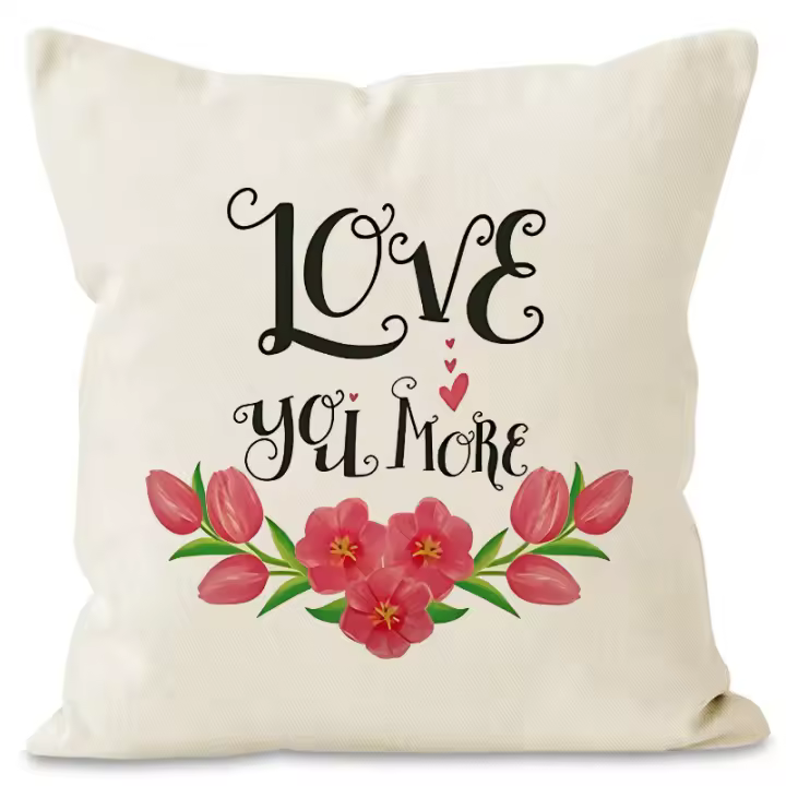 Funda de almohada para bicicleta del Día de San Valentín, funda de almohada con estampado de flores rosas, funda de cojín de lino, funda de almohada festiva para cintura - 1