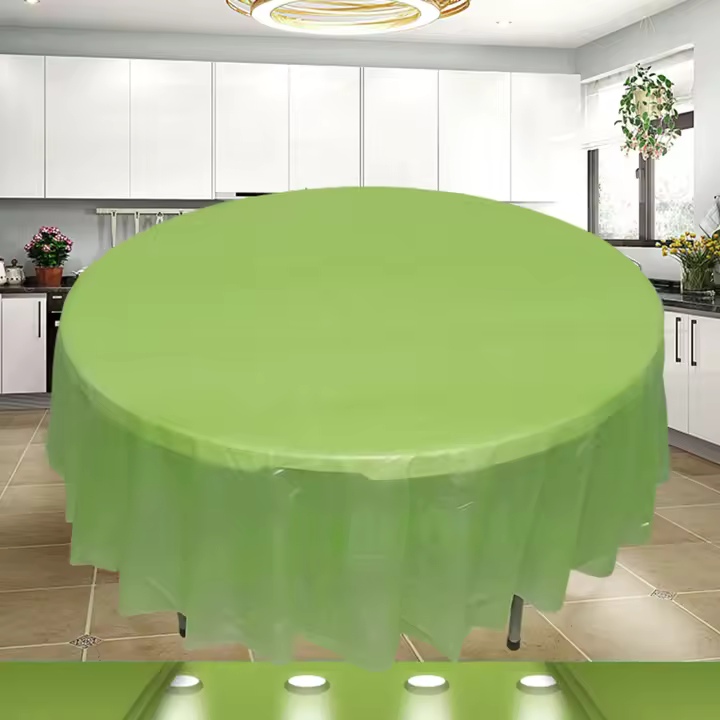 Mantel redondo de 84 pulgadas, mantel Simple desechable de PE, impermeable, grueso, cubierta de mesa de tela - 1