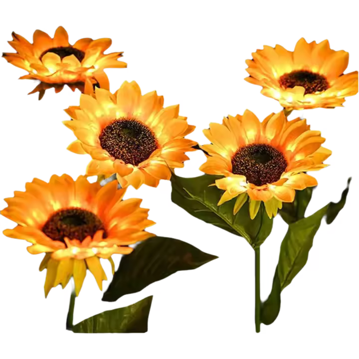 1Pc Luces Solares De Girasol Para Decoración Exterior Con 3 LED Luz Amarilla De Flor Decorativa Impermeable Para Decoración De Jardín - 1
