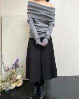 Otoño Invierno fuera del hombro mujeres suéteres elegante Vintage tejido sólido jersey alto elástico Top suave Chic jerseys 2025 - details 6