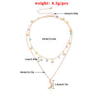 Fábrica de joyería, colgante de luna Retro a la moda, collar sencillo con diamantes de flores para mujer, cadena corta para clavícula - details 0