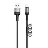 Cable de datos de interfaz magnética reemplazable 3 en 1 Carga rápida, 3 A, 10 W, Micro USB A TYEP C+ Micro B+Lightning, Cable negro tejido de poliéster de 48 husillos para iPhone, Xiaomi, Samsung, Pixel, MacBook - details 0
