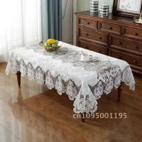 Rectángulo bordado de terciopelo de oro blanco, lujosa funda para mesa de comedor, mantel, corte, ENCE, TV, tocador, juego Antip - details 5