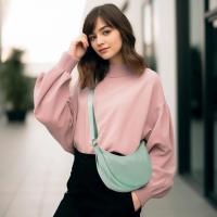 Luna creciente Elegante bandolera verde lago Bolso de un solo hombro bellamente diseñado con correas ajustables Mochila de lujo de alta gama - details 5
