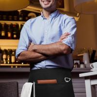 Nuevo Delantal de cintura Unisex, 3 bolsillos, delantal corto de poliéster de media cintura, medio delantal para peluquero - details 5