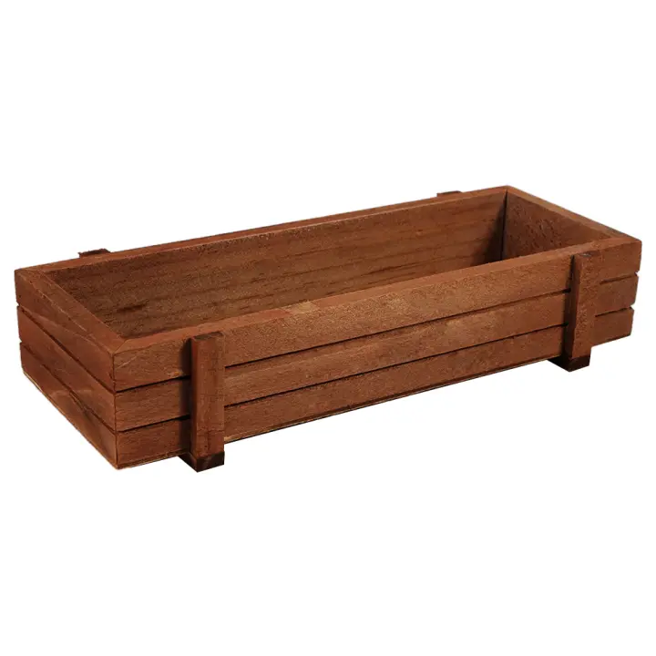 Caja de macetero suculenta de flores de hierbas de madera para interiores/exteriores, caja de almacenamiento rectangular para jardín y hogar - 1