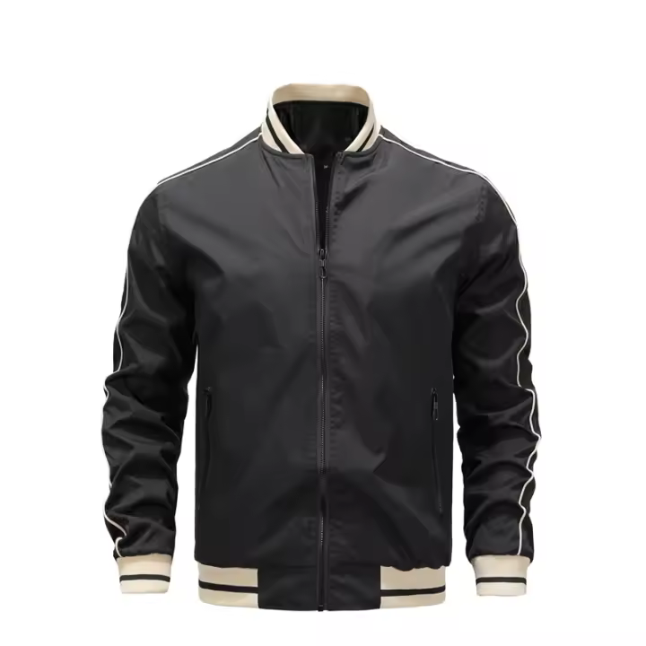 Chaqueta Bomber de Moda para Hombres Ajuste Delgado, Cierre de Cremallera, Lining de Polyester, Primavera Otoño, Viste Tu Estilo Casual - 1