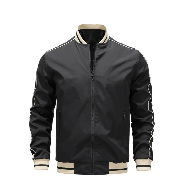 Chaqueta Bomber de Moda para Hombres Ajuste Delgado, Cierre de Cremallera, Lining de Polyester, Primavera Otoño, Viste Tu Estilo Casual - 1