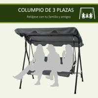 Columpio de Jardín de 3 Plazas Balance Exterior con Techo Ajustable y Marco de Acero Carga 240kg - details 4