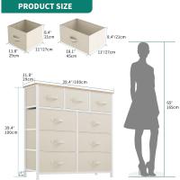 Cajonera de Tela,Cómoda de Tela,Unidad de almacenamiento de tela,con 9 cajones extraíbles,con parte superior de madera,Cómoda de para sala de estar,Dormitorio, habitación infantil,Blanco crema - details 2