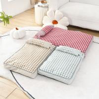Cama extraíble a cuadros con almohada para perro, cálido y cómodo para dormir profundamente cojín, tela lavable/algodón PP, alfombrillas gruesas para sofá - details 4