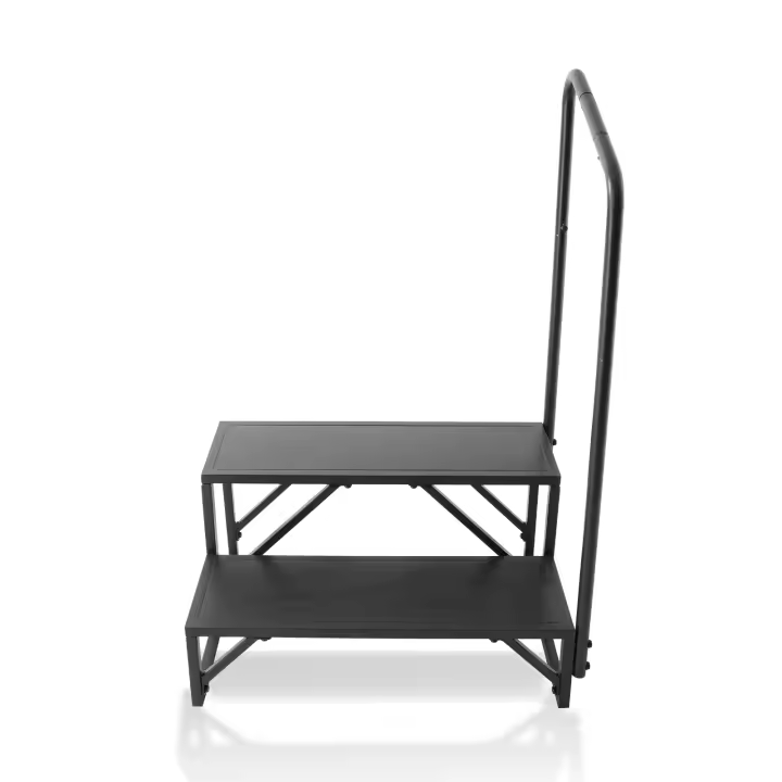 SucceBuy Escalones para vehículos recreativos de 2 escalones, capacidad de carga de 440 libras, escaleras antideslizantes de acero al carbono, con pasamanos, entrada segura para vehículos recreativos y remolques - 1