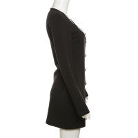 Manga larga con cuello cuadrado para mujer, moda de otoño, color a juego, nuevo - details 7