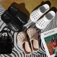 Zuecos de plataforma calados para mujer, sandalias de playa antideslizantes de verano 2025, zapatillas de suela gruesa a la moda para mujer, calzado para jardín Eva - details 8